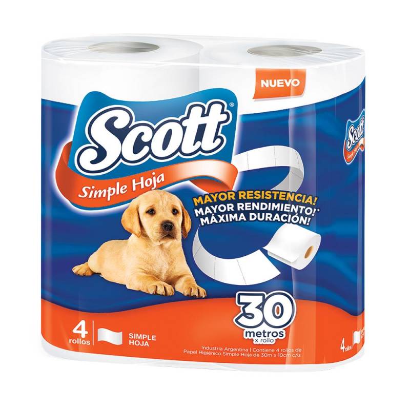 Papel Higienico SCOTT - Hoja Simple 4x30